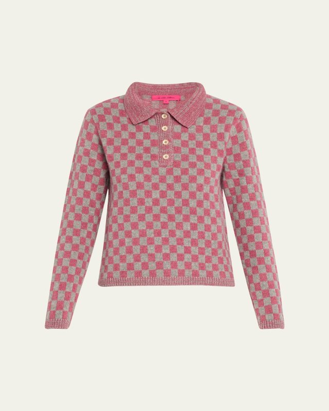 Checkered Polo Cashmere Sweater
